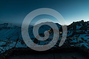 Village under stars in himalayas - Spiti Valley