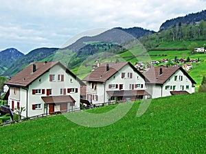 Village of Unterwasser in the Thur River valley and in the Obertoggenburg region - Canton of St. Gallen, Switzerland