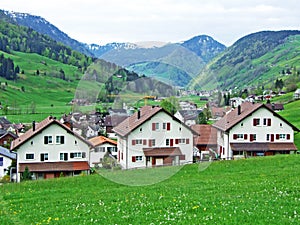 Village of Unterwasser in the Thur River valley and in the Obertoggenburg region - Canton of St. Gallen, Switzerland