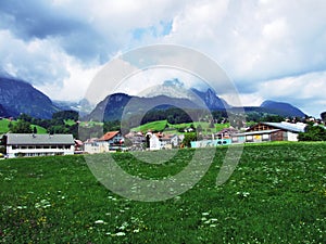 Village of Unterwasser in the Thur River valley and in the Toggenburg region