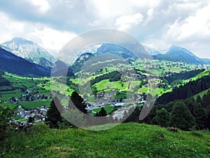 Village of Unterwasser in the Thur River valley and in the Toggenburg region