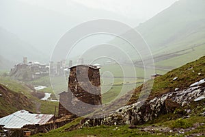 Village Ushguli in Upper Svaneti in Georgia