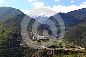 Village in Valley, Shangrila, China