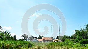 Village view with blue sky