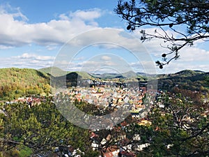 Village view from a mountain in Rheinland Pfalz region photo