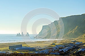 Village of Vik on the south coast of Iceland