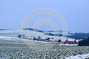village Welling during winter snow, south end