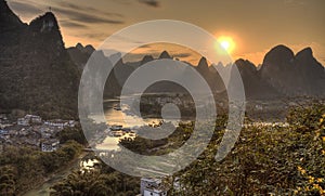 The village of xingping at the li river guangxi province