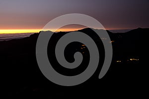 Villages of El Toscon and Artenara at sunset.