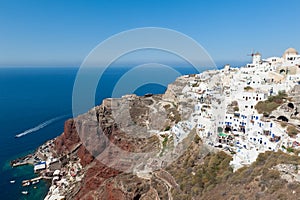 Villages of Oia and Amoudi in Santorini Greece