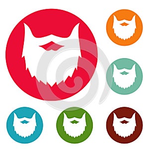 Villainous beard icons circle set vector