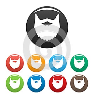Villainous beard icons set color vector