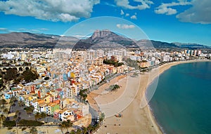 Villajoyosa townscape aerial view. Spain