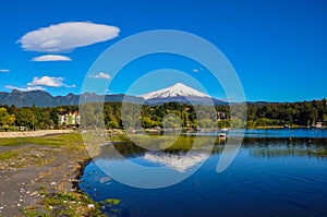 Villarrica Volcano, viewed from Pucon, Chile photo