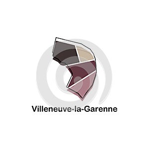 Villeneuve la Garenne Map, France Country map flat style modern logotype design vector illustration photo