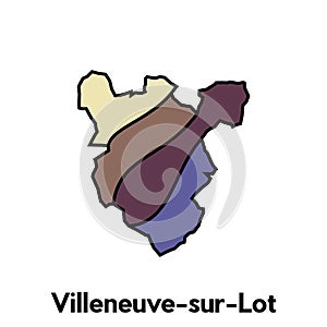 Villeneuve sur Lot Map, France Country map flat style modern logotype design vector illustration photo