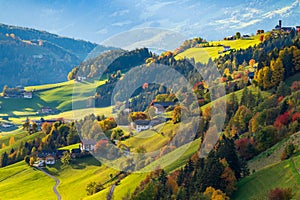 Villnoess, Funes Valley, Autumn scenics, Trentino, Italy