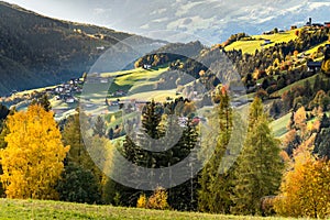 Villnoess, Funes Valley, Autumn scenics, Trentino, Italy