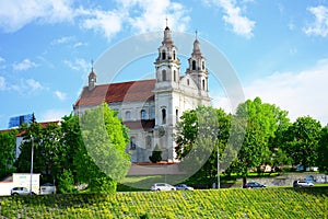Vilnius archangel church on the board river Neris