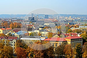 Vilnius autumn panorama from Gediminas castle tower