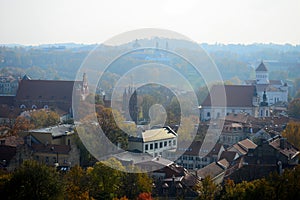 Vilnius autumn panorama from Gediminas castle tower