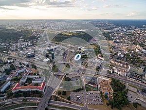 Vilnius Business District with Traffic Circle In Background. Lithuania photo