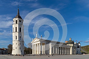 Vilnius Cathedral and belfry in Cathedral square in Vilnius, Lithuania