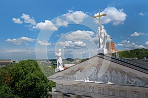 Vilnius Cathedral with Gediminas Castle Tower on background - Vilnius, Lithuania