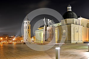 Vilnius cathedral place on winter evening time