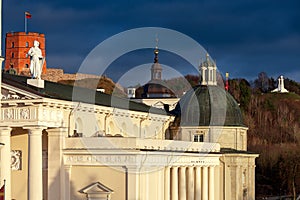 Vilnius. The cathedral and the tower of the Gediminas.