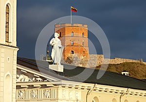 Vilnius. The cathedral and the tower of the Gediminas.