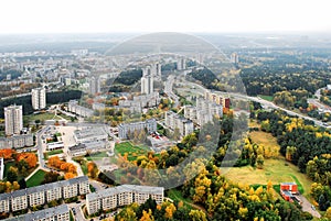 Vilnius city aerial view - Lithuanian capital bird eye view