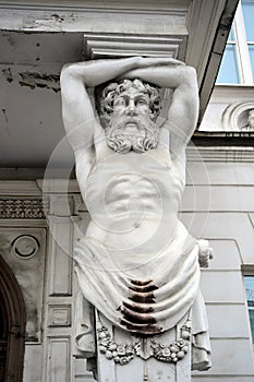 Vilnius city building exterior white detail column