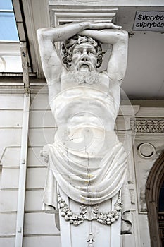 Vilnius city building exterior white detail column