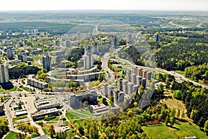 Vilnius city capital of Lithuania aerial view