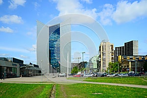 Vilnius city Konstitucijos street with skyscrapers