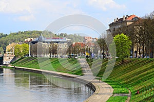 Vilnius city Neris river on spring time