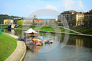 Vilnius city Neris river on spring time