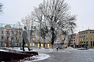 Vilnius city sculpture to Vincas Kudirka. Author of hymn Lithuanian Republic