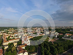 Vilnius CItyscape and Lukiskes Square, Gediminas Tower in Background. Lithuania.