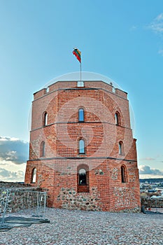Vilnius Gediminas Castle Hill, historic mound with Gediminas Tower in the city of Vilnius in Lithuania in autumn