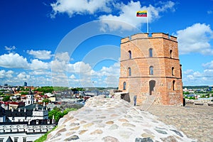Vilnius Gediminas castle on the hill near Neris river