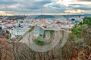 Vilnius Gediminas Castle Hill, remaining part of the Upper Castle in Vilnius, Lithuania in autumn