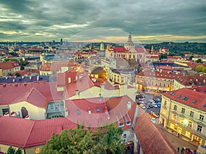 Vilnius, Lithuania: aerial top view of the old town