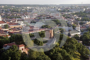 Vilnius, Lithuania: aerial top view of Upper or Gediminas Castle