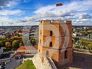 Vilnius, Lithuania: aerial top view of Upper or Gediminas Castle