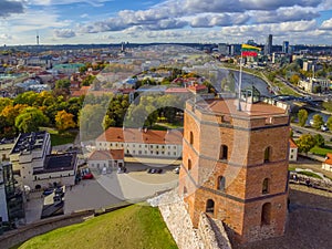 Vilnius, Lithuania: aerial top view of Upper or Gediminas Castle