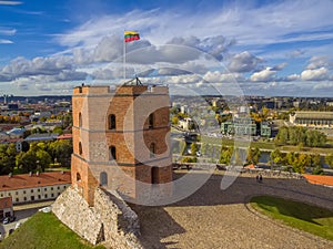 Vilnius, Lithuania: aerial top view of Upper or Gediminas Castle