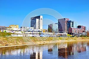 Landscapes of modern part of Vilnius and Vilna River. photo
