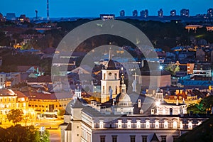 Vilnius, Lithuania, Eastern Europe. Aerial View Of Historic Center